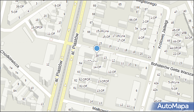 Szczecin, Bohaterów Getta Warszawskiego, 14, mapa Szczecina