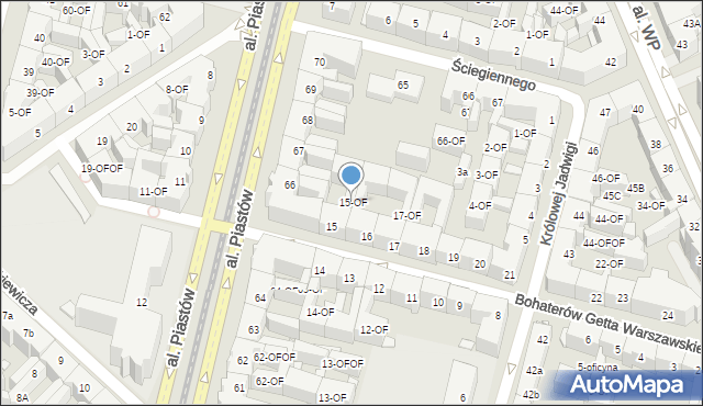 Szczecin, Bohaterów Getta Warszawskiego, 15-OF, mapa Szczecina