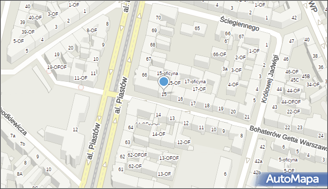 Szczecin, Bohaterów Getta Warszawskiego, 15, mapa Szczecina