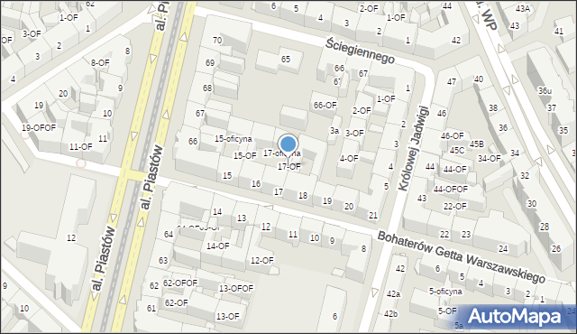Szczecin, Bohaterów Getta Warszawskiego, 17-OF, mapa Szczecina