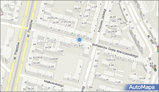 Szczecin, Bohaterów Getta Warszawskiego, 9, mapa Szczecina