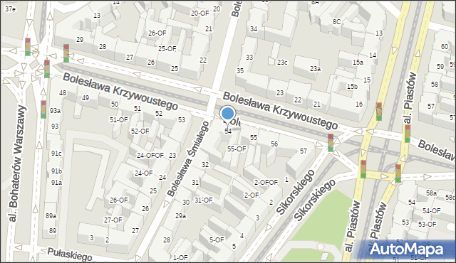 Szczecin, Bolesława Krzywoustego, 54, mapa Szczecina
