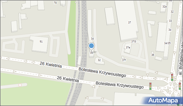 Szczecin, Bolesława Krzywoustego, 33, mapa Szczecina