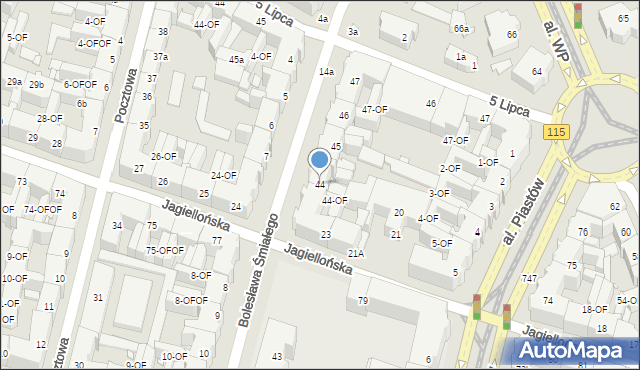 Szczecin, Bolesława Śmiałego, 44, mapa Szczecina