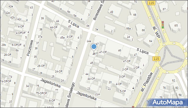 Szczecin, Bolesława Śmiałego, 46, mapa Szczecina