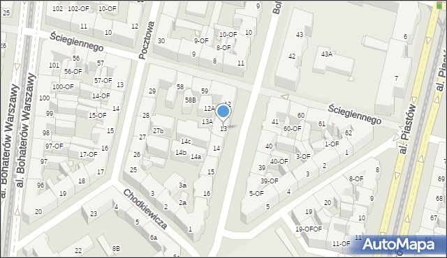 Szczecin, Bolesława Śmiałego, 13, mapa Szczecina