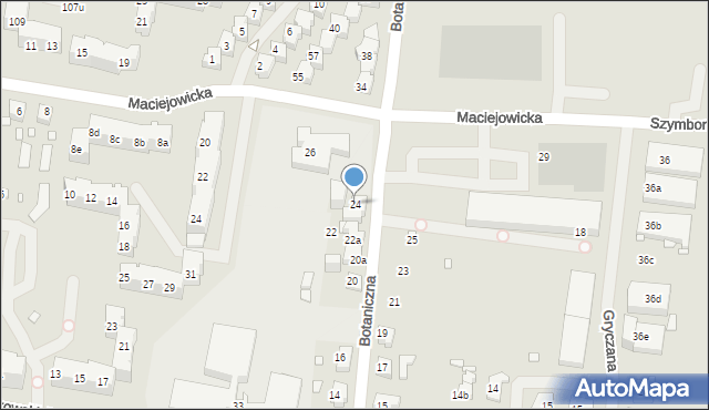Szczecin, Botaniczna, 24, mapa Szczecina