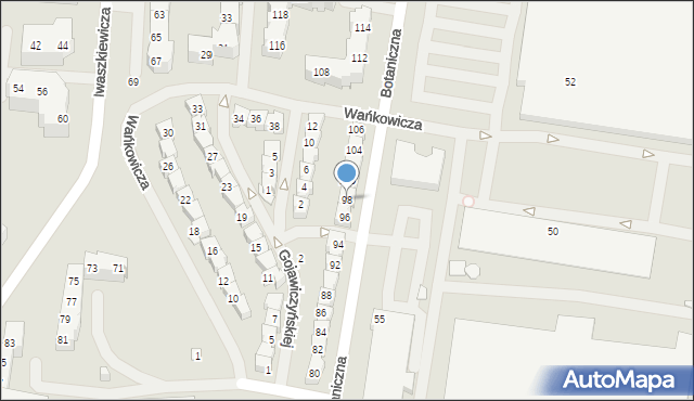 Szczecin, Botaniczna, 98, mapa Szczecina