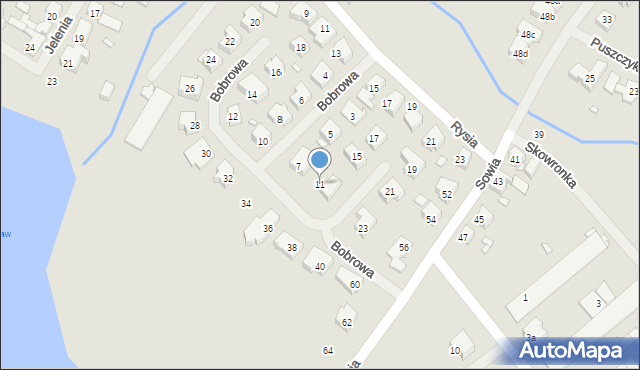 Szczecin, Bobrowa, 11, mapa Szczecina