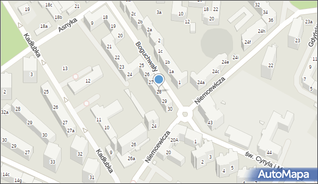 Szczecin, Boguchwały, 28, mapa Szczecina
