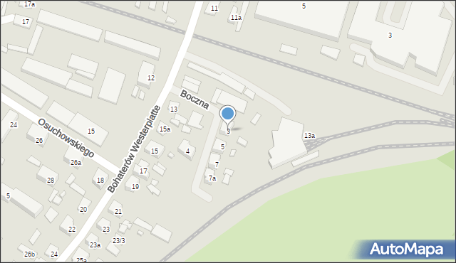 Szczytno, Boczna, 3, mapa Szczytno