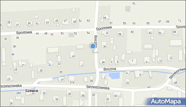 Szewce, Boczna, 1b, mapa Szewce