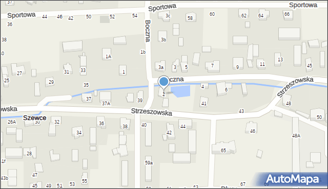 Szewce, Boczna, 2, mapa Szewce