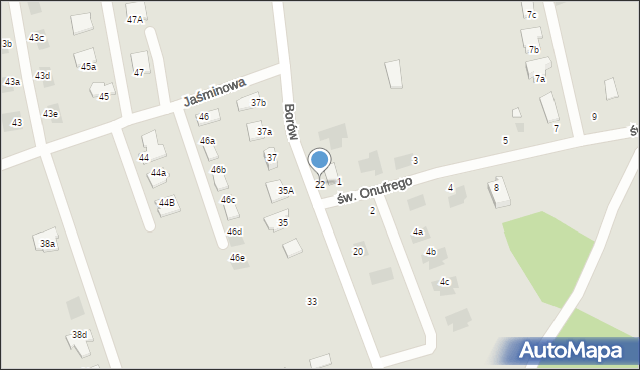 Tarnobrzeg, Borów, 22, mapa Tarnobrzegu