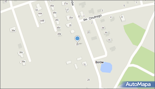 Tarnobrzeg, Borów, 33, mapa Tarnobrzegu