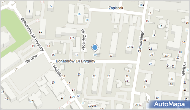 Tomaszów Mazowiecki, Bohaterów 14 Brygady, 19, mapa Tomaszów Mazowiecki