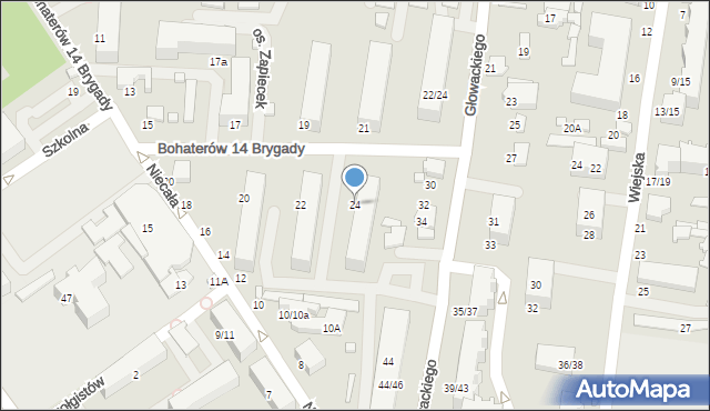 Tomaszów Mazowiecki, Bohaterów 14 Brygady, 24, mapa Tomaszów Mazowiecki