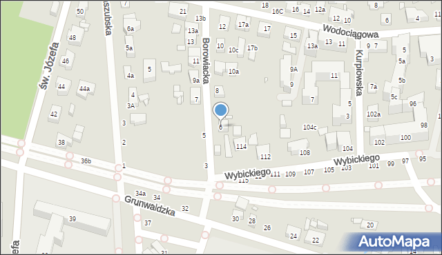 Toruń, Borowiacka, 6, mapa Torunia