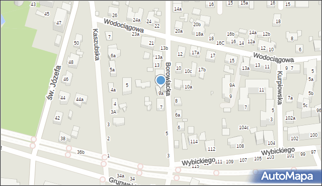 Toruń, Borowiacka, 9a, mapa Torunia