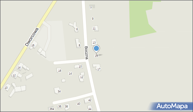 Toszek, Boczna, 15, mapa Toszek
