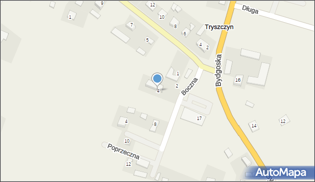 Tryszczyn, Boczna, 4, mapa Tryszczyn