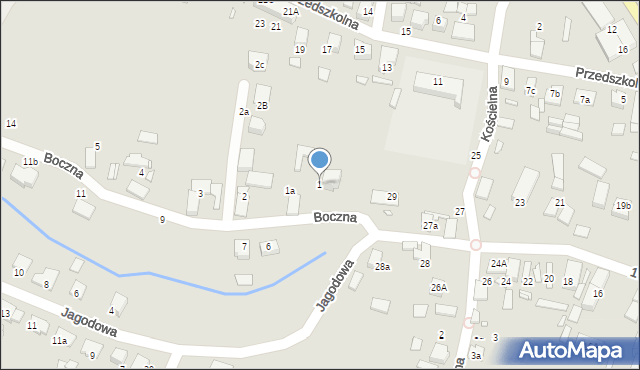 Tułowice, Boczna, 1, mapa Tułowice