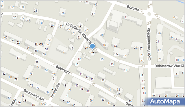 Tychy, Bohaterów Warszawy, 17, mapa Tychów