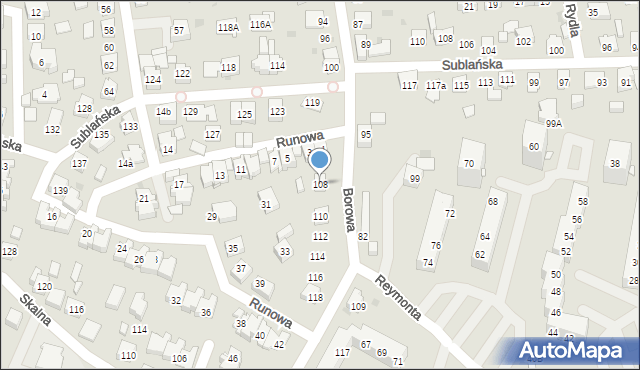 Tychy, Borowa, 108, mapa Tychów