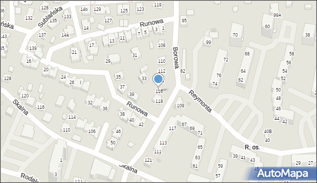 Tychy, Borowa, 116, mapa Tychów