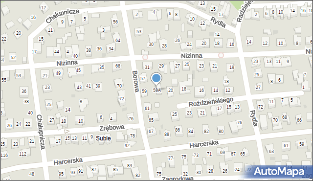 Tychy, Borowa, 59A, mapa Tychów