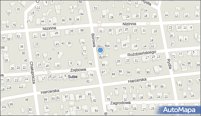 Tychy, Borowa, 61, mapa Tychów