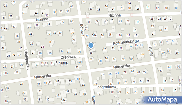 Tychy, Borowa, 65, mapa Tychów