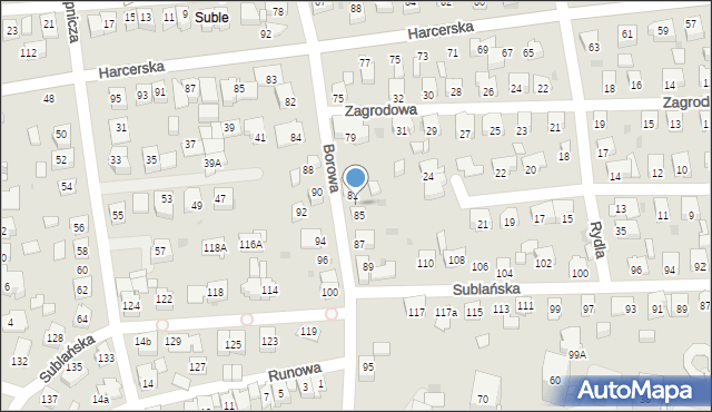 Tychy, Borowa, 83, mapa Tychów