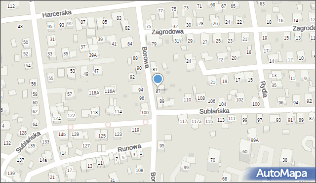 Tychy, Borowa, 87, mapa Tychów