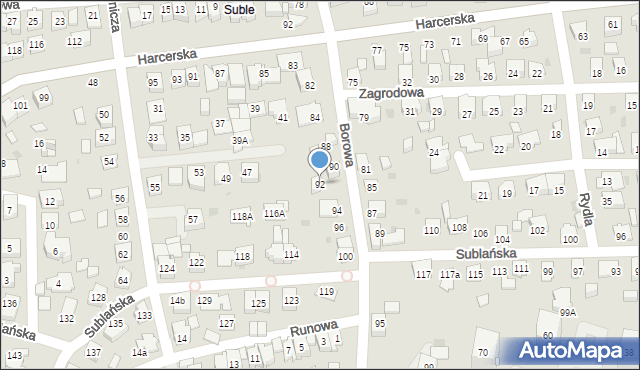 Tychy, Borowa, 92, mapa Tychów