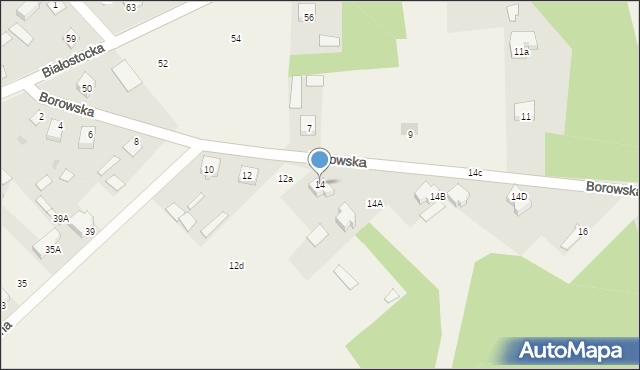 Uhowo, Borowska, 14, mapa Uhowo