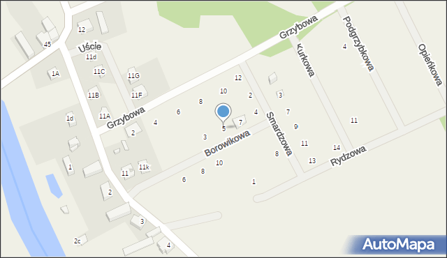 Uście, Borowikowa, 5, mapa Uście