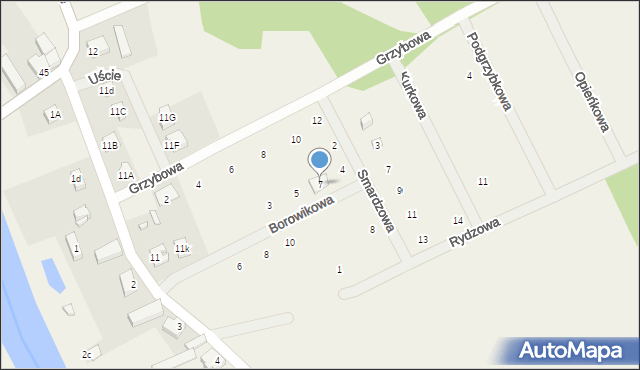 Uście, Borowikowa, 7, mapa Uście