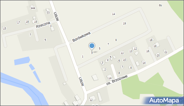 Uście, Borówkowa, 3, mapa Uście