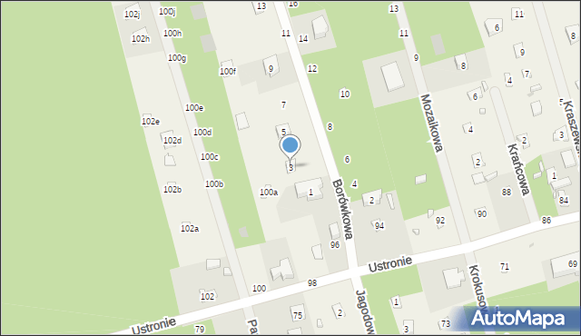 Ustronie, Borówkowa, 3, mapa Ustronie