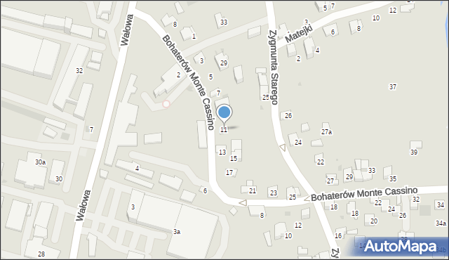 Wadowice, Bohaterów Monte Cassino, 11, mapa Wadowice