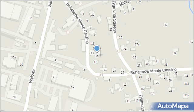Wadowice, Bohaterów Monte Cassino, 15, mapa Wadowice