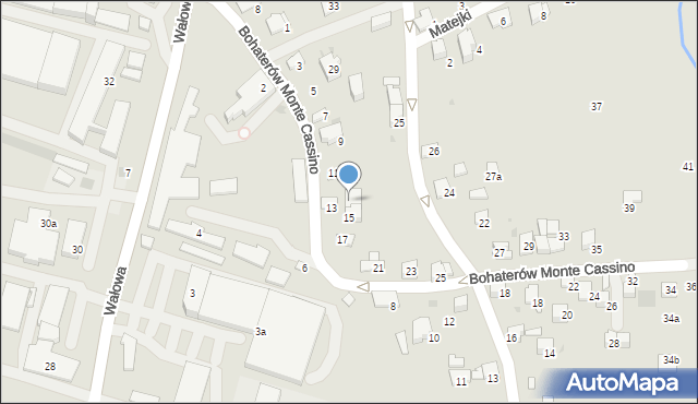 Wadowice, Bohaterów Monte Cassino, 15A, mapa Wadowice