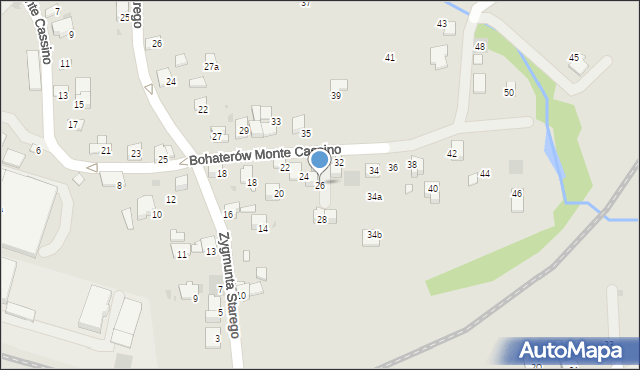 Wadowice, Bohaterów Monte Cassino, 26, mapa Wadowice