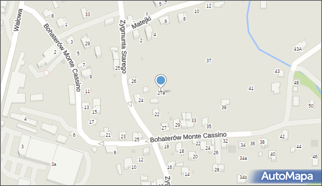 Wadowice, Bohaterów Monte Cassino, 27a, mapa Wadowice