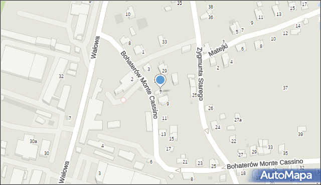 Wadowice, Bohaterów Monte Cassino, 7, mapa Wadowice