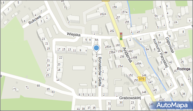 Wałbrzych, Bohaterów Getta, 2, mapa Wałbrzycha