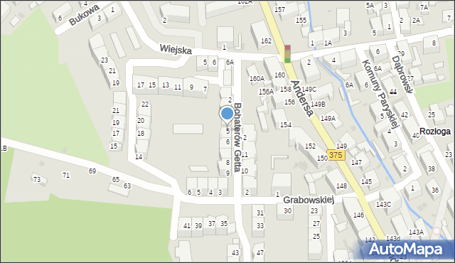 Wałbrzych, Bohaterów Getta, 5, mapa Wałbrzycha