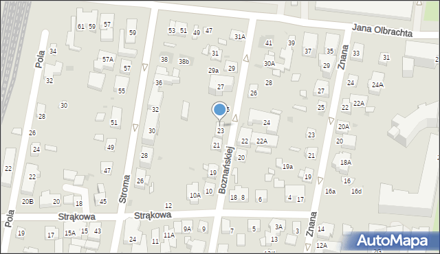 Warszawa, Boznańskiej Olgi, 23A, mapa Warszawy
