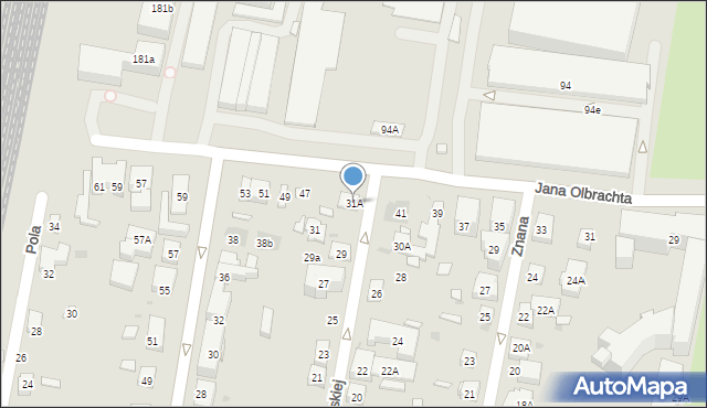 Warszawa, Boznańskiej Olgi, 31A, mapa Warszawy